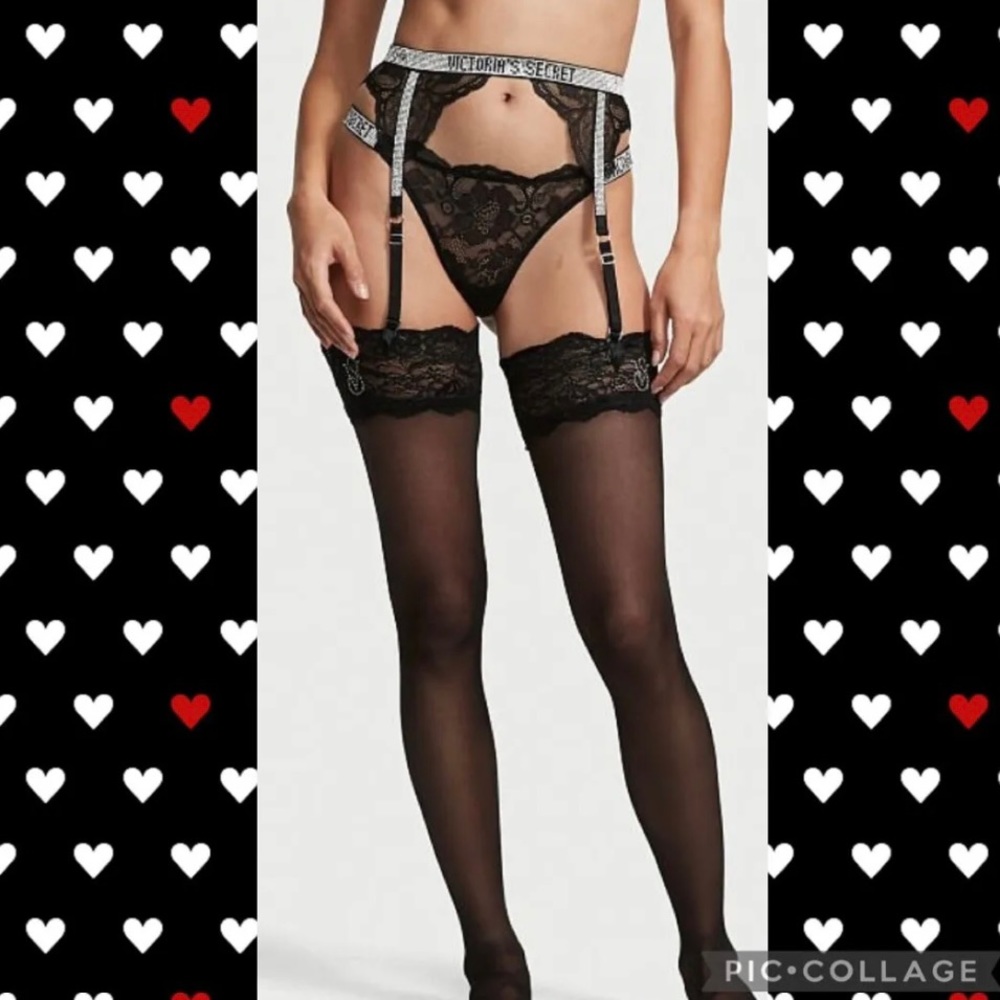Victoria's Secret Very Sexy Lace Garter belt
Shine Strap Size M/L logo VS BLACK